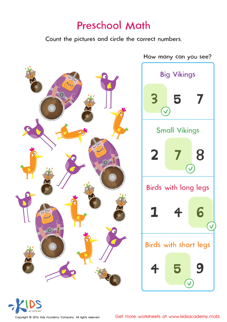 Counting Worksheet: Preschool Math Answer Key