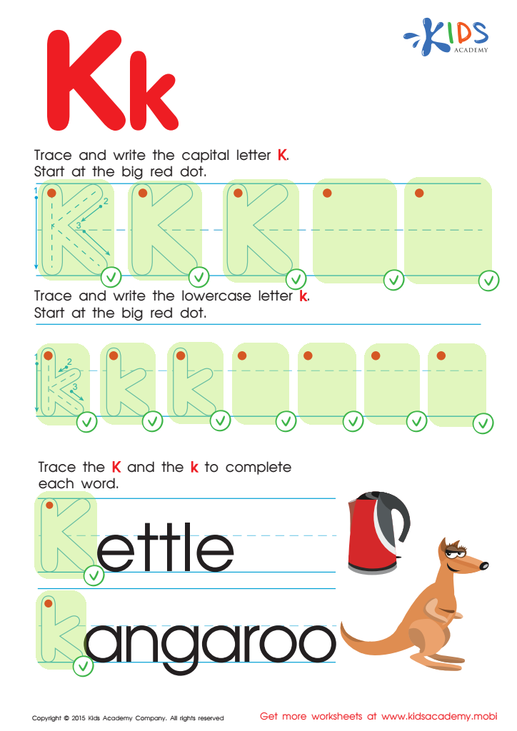 Letter K Tracing Page Answer Key