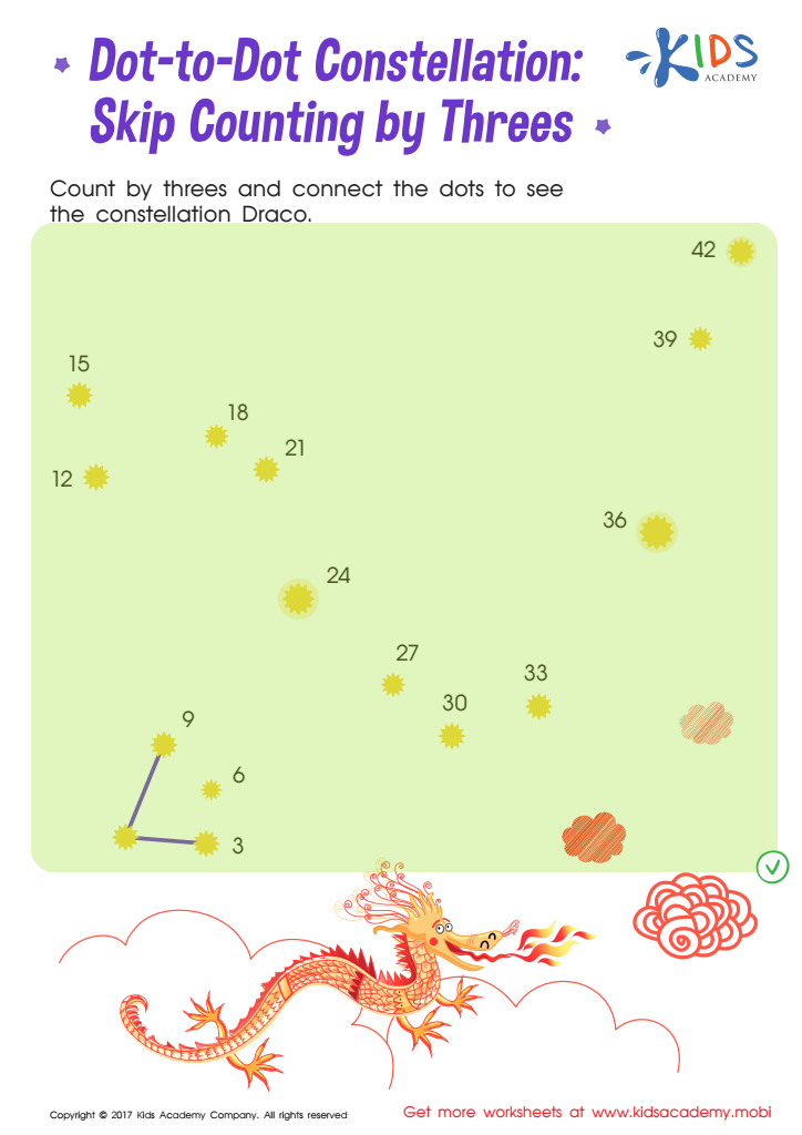 Skip Counting by 3s: Dot–to–Dot Constellation Printable Answer Key