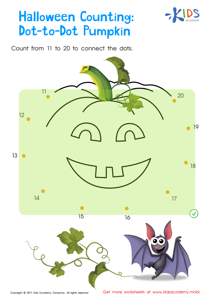 Ordering 11–20: Halloween Counting Worksheet Answer Key