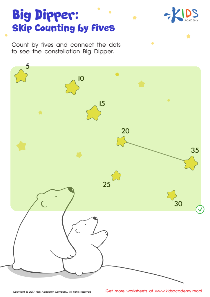 Skip Counting by 5s: Big Dipper Printable Answer Key