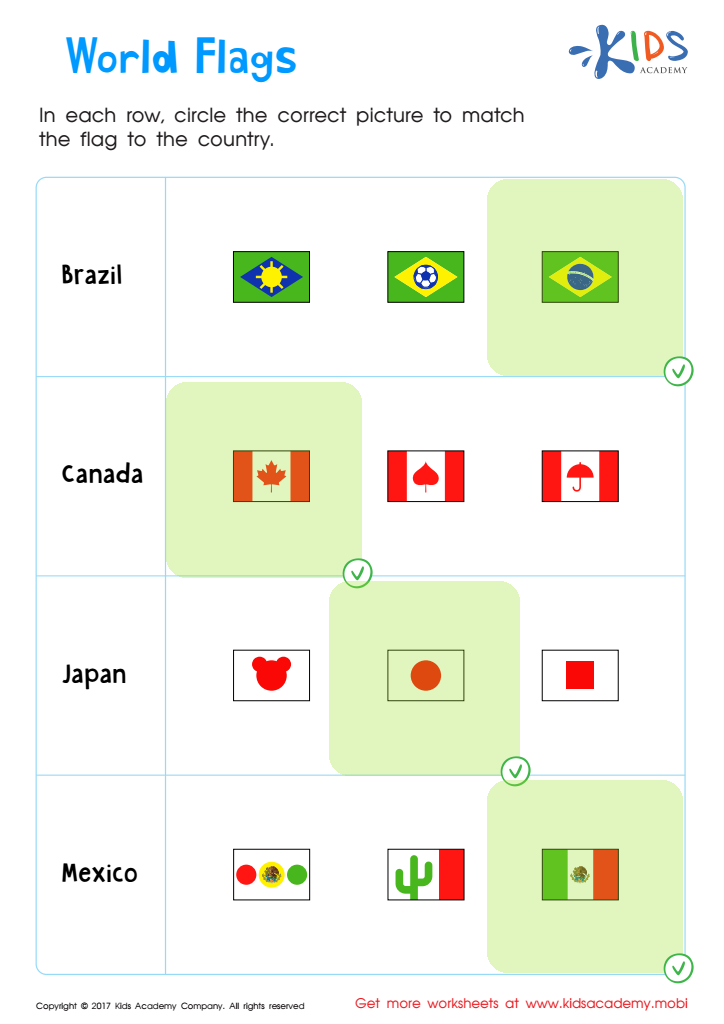 World Flags Printable Answer Key