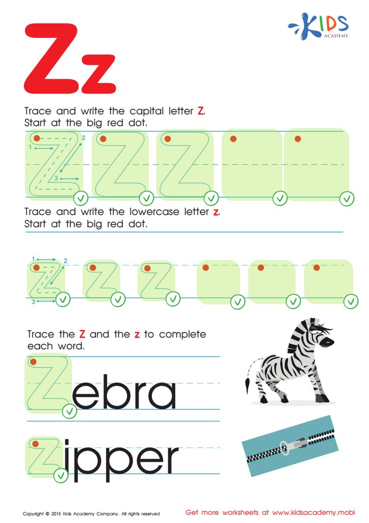 Letter Z Tracing Page Answer Key