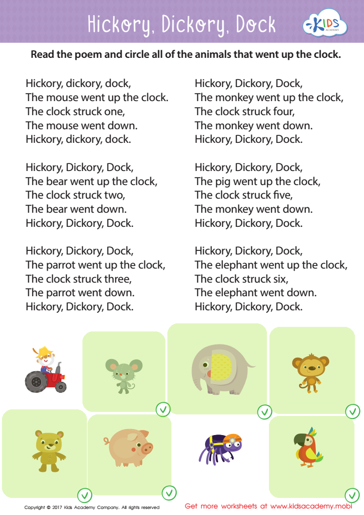 Hickory Dickory Dock Sequencing Worksheet Answer Key