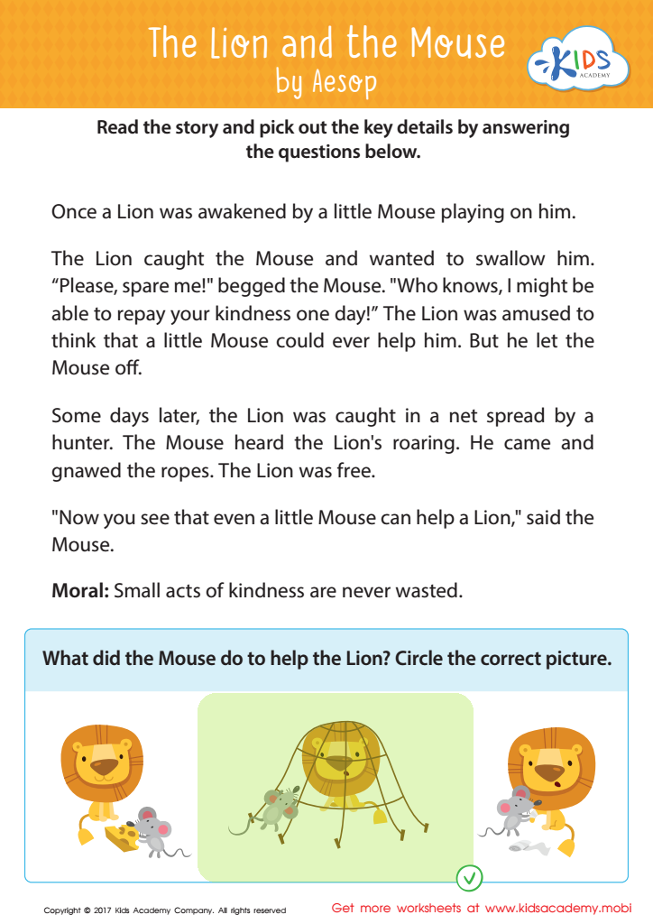 The Lion and The Mouse Sequencing Worksheet Answer Key