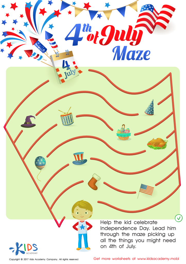 Fourth of July Maze Printable Answer Key