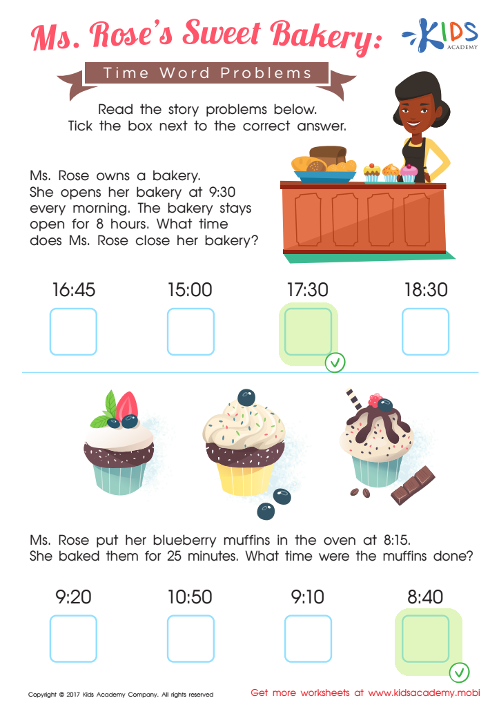 Ms. Roseв's Sweet Bakery Time Worksheet Answer Key
