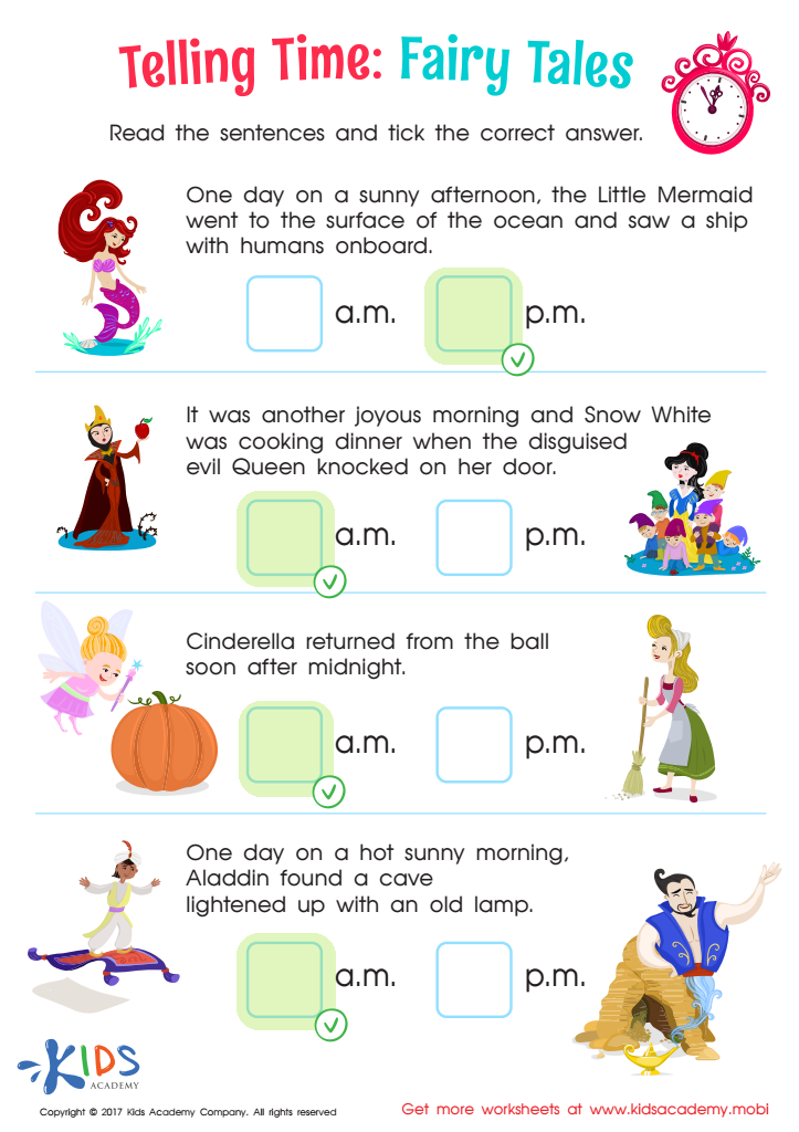 Telling Time: Fairy Tales Worksheet Answer Key