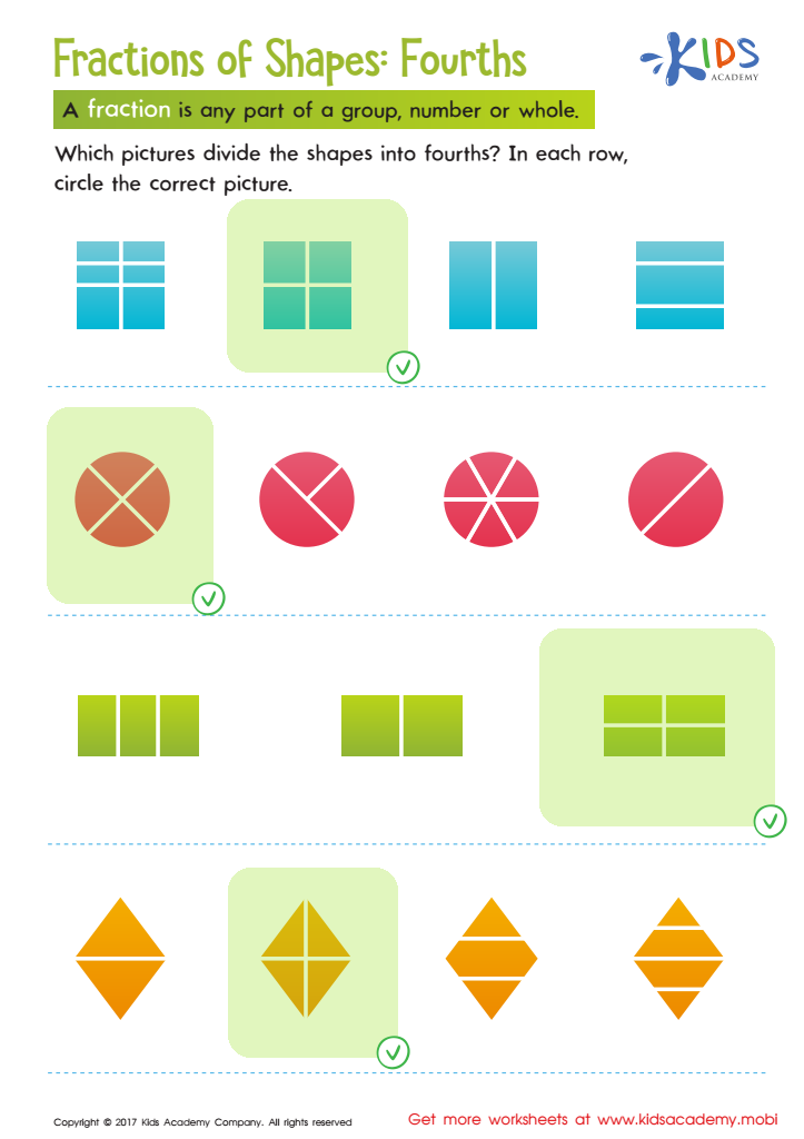 Fractions of Shapes Worksheet Answer Key