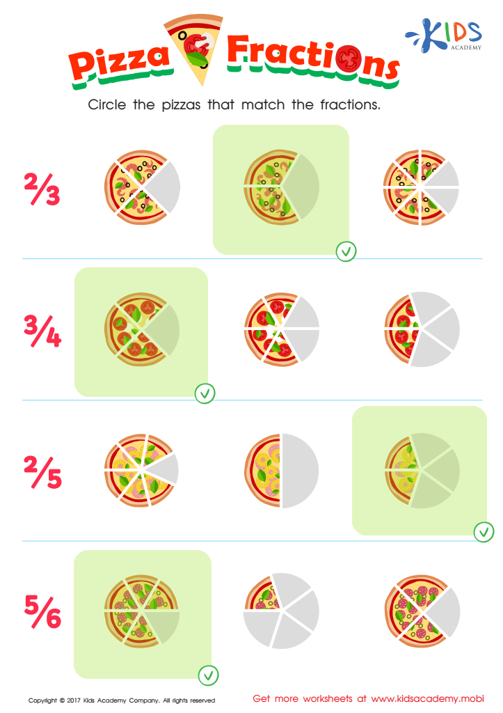 Fractions: Pizza Printable Answer Key