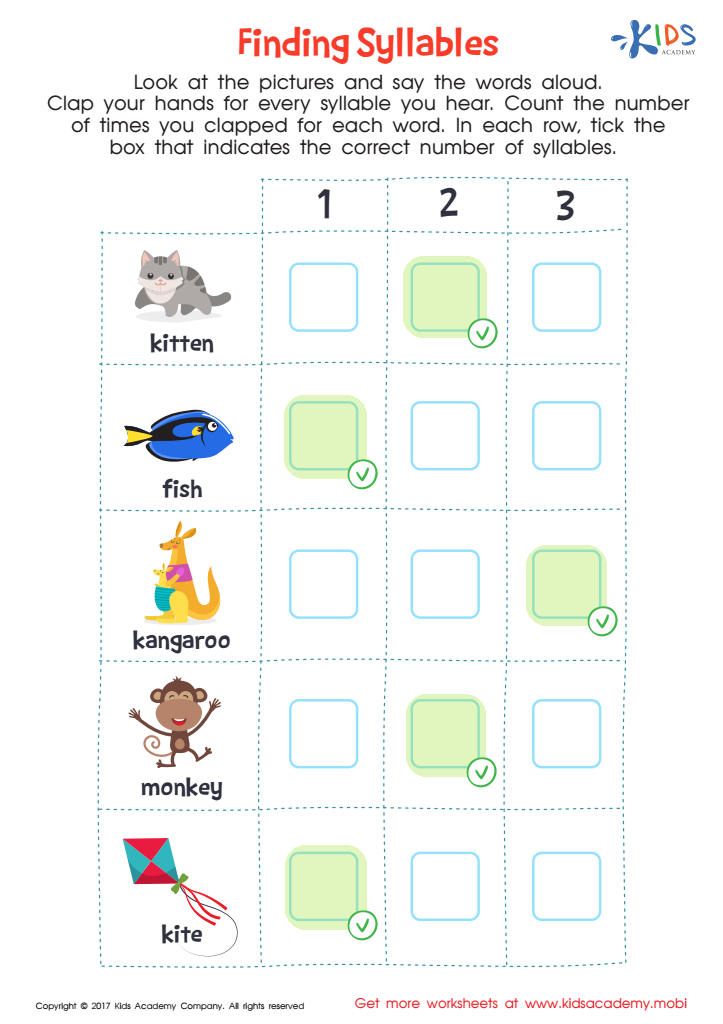 Finding Syllables Word Structure Worksheet Answer Key