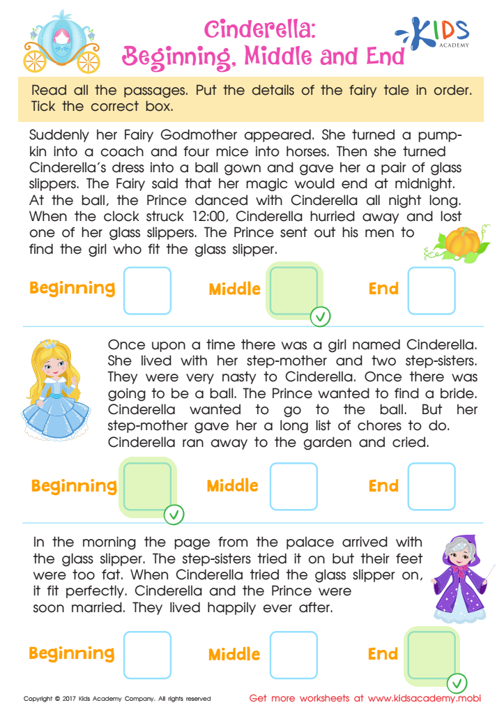 Cinderella: Beginning, Middle and End Worksheet Answer Key