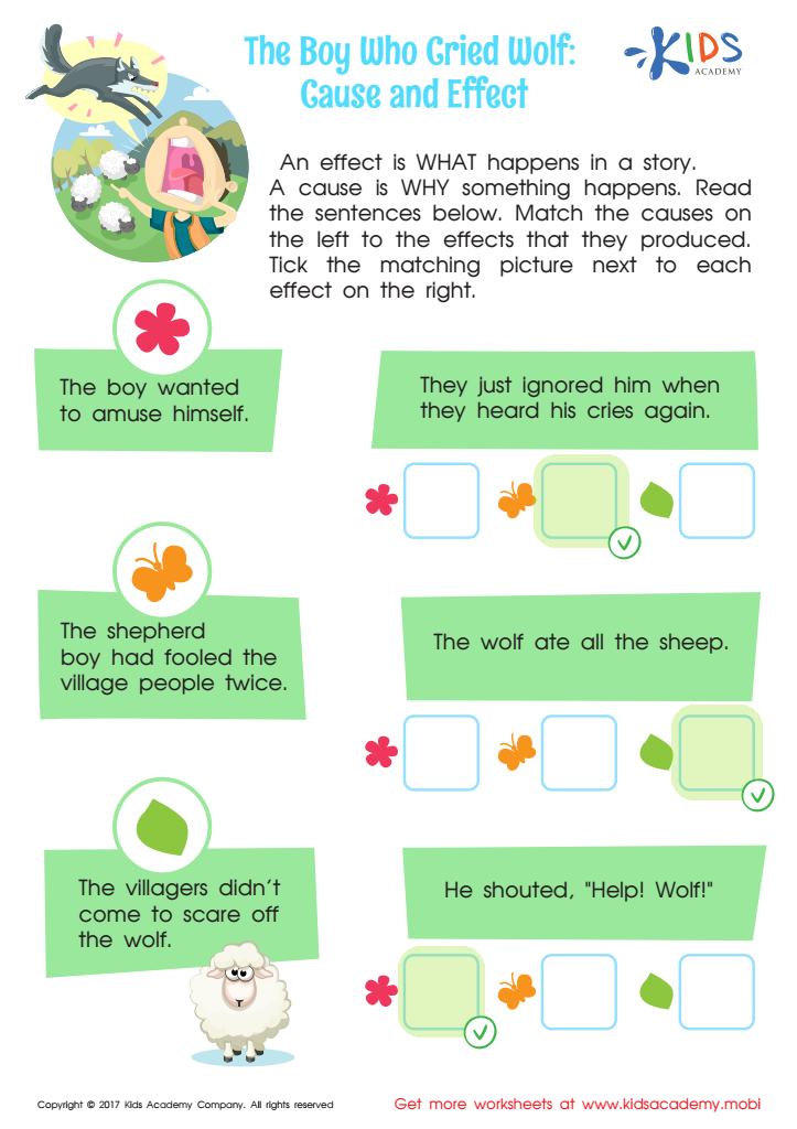 The Boy Who Cried Wolf: Cause and Effect Worksheet Answer Key