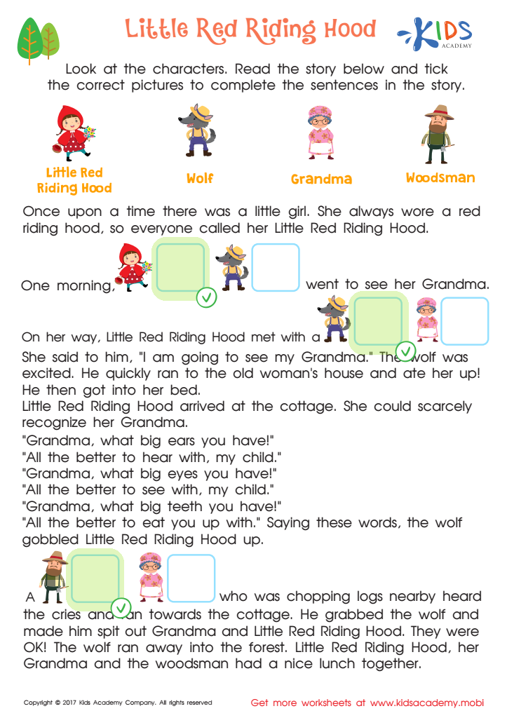 Little Red Riding Hood Printable Answer Key
