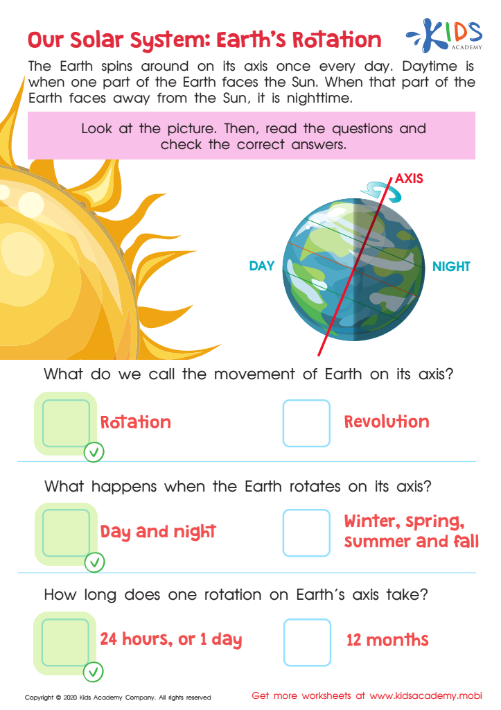Our Solar System: Earth's Rotation Printable Answer Key