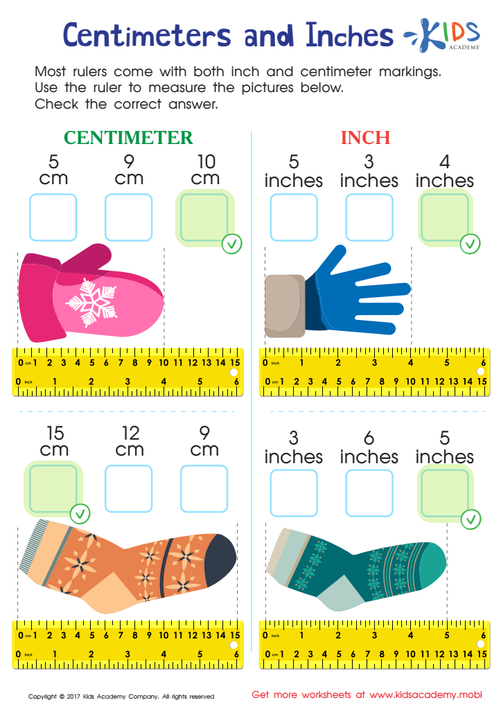 Centimeters and Inches Worksheet Answer Key