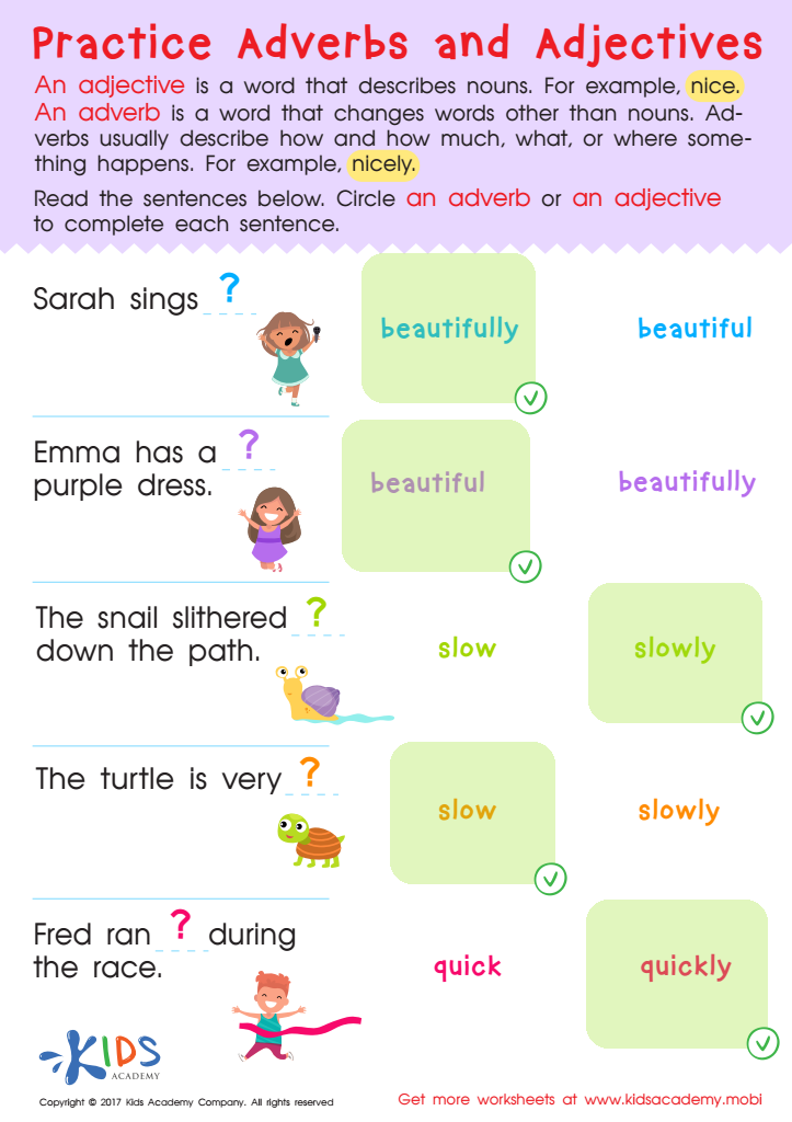 Adverbs and Adjectives Worksheet Answer Key