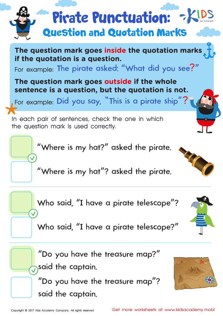 Question and Quotation Marks Worksheet Answer Key