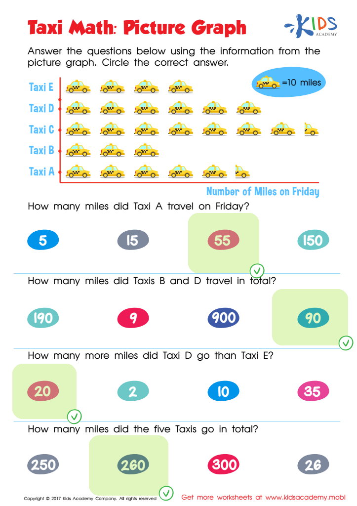 Taxi Math Worksheet Answer Key