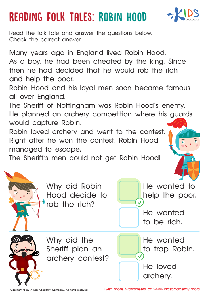 Robin Hood Folktale Worksheet Answer Key
