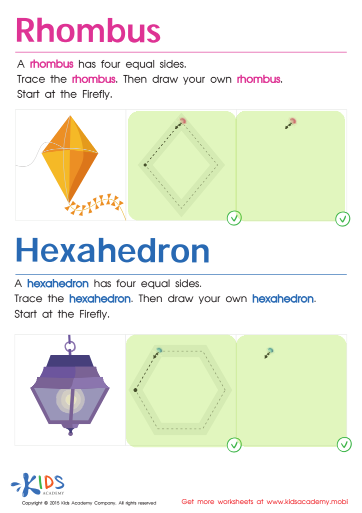 Draw a Rhombus And a Hexahedron Printable Answer Key