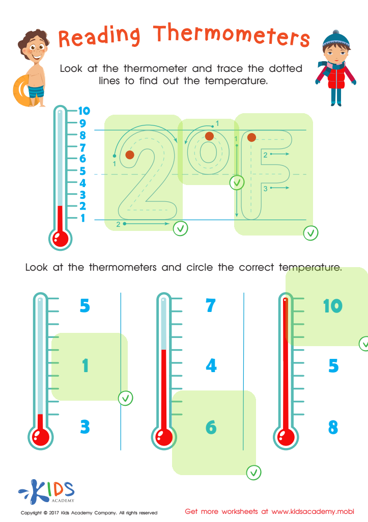Reading Thermometers Printable Answer Key