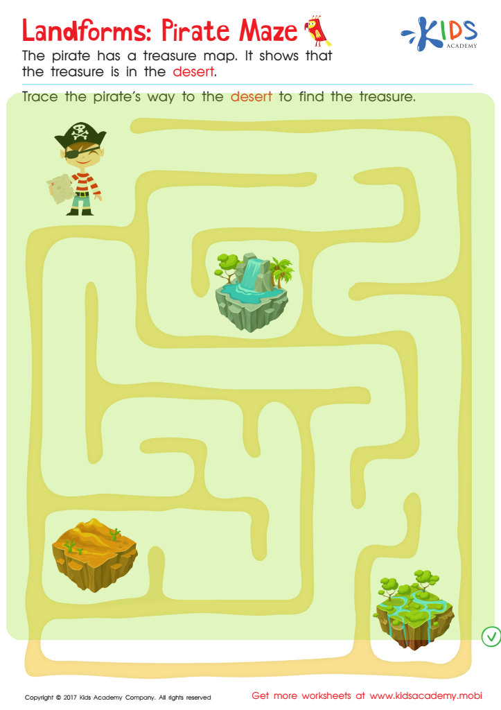 Landforms: Pirate Maze Printable Answer Key