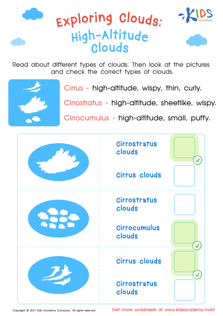 Exploring Clouds: High Altitude Clouds Worksheet Answer Key