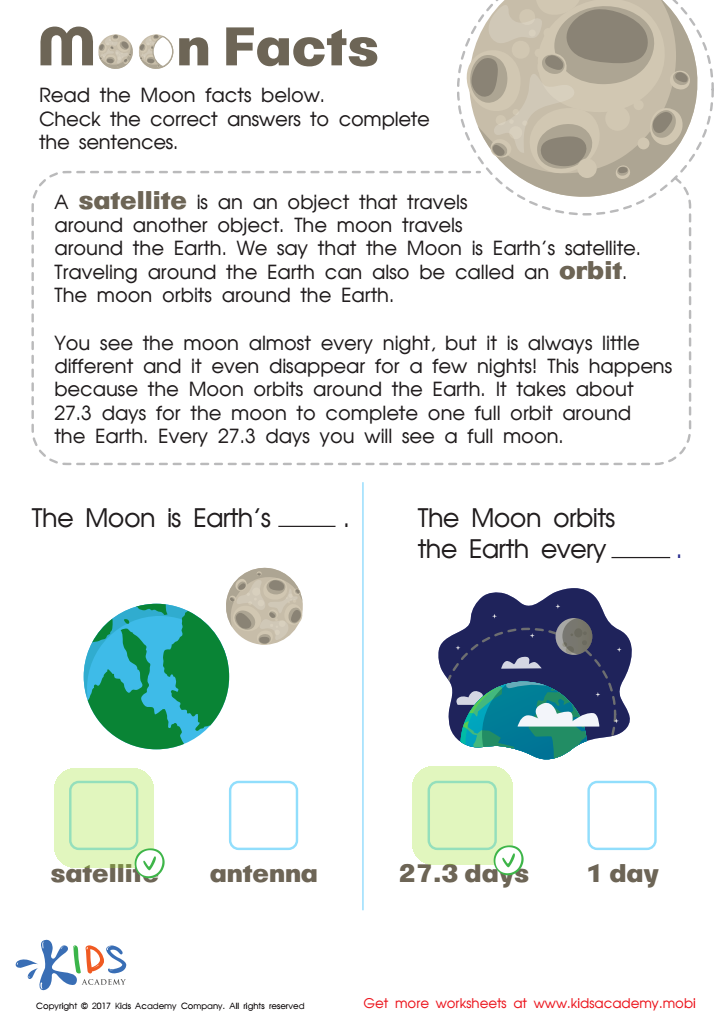 Moon Facts Worksheet Answer Key