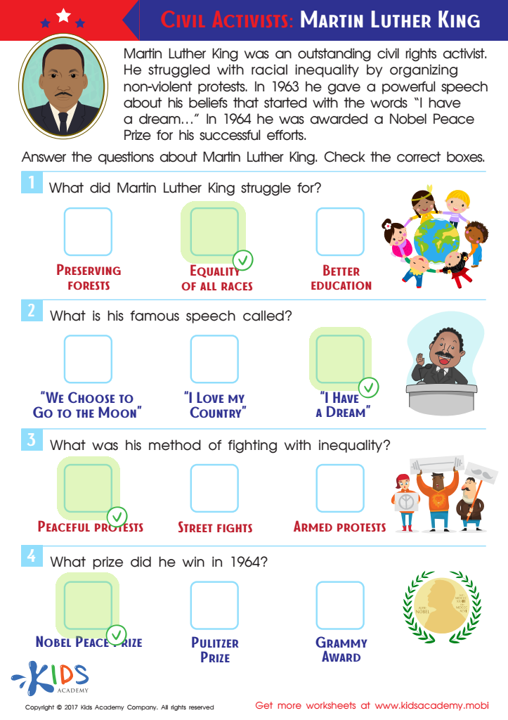 Martin Luther King Worksheet Answer Key