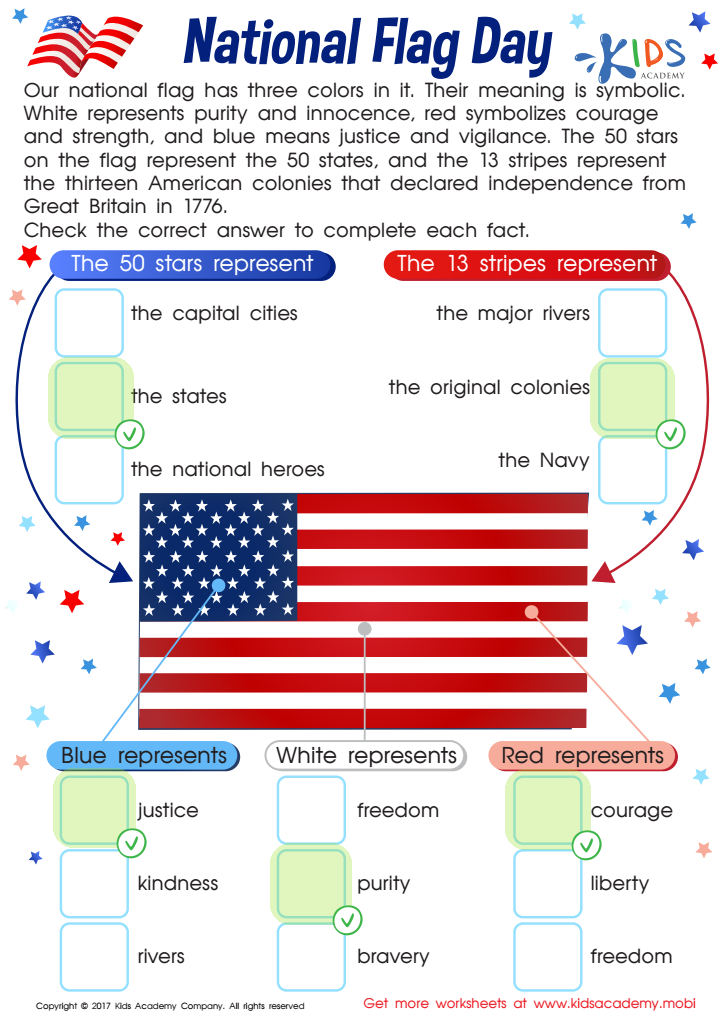 US National Flag Day Worksheet Answer Key