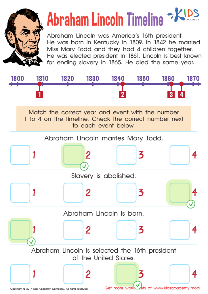 Abraham Lincoln Timeline Worksheet Answer Key