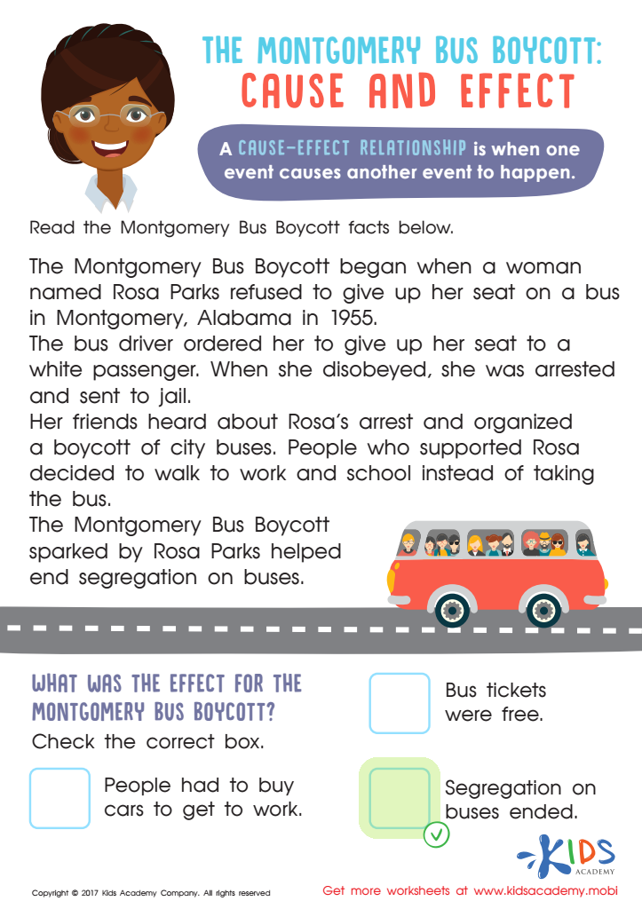 The Montgomery Bus Boycott Cause and Effect Worksheet Answer Key