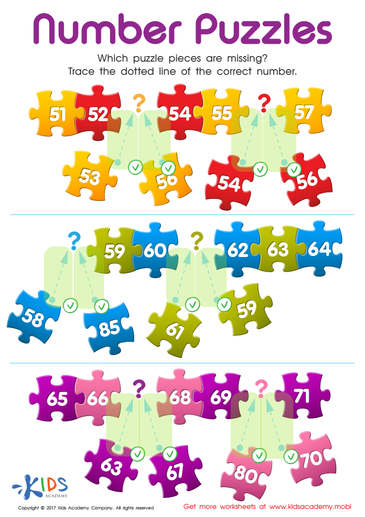Number Puzzles Worksheet Answer Key