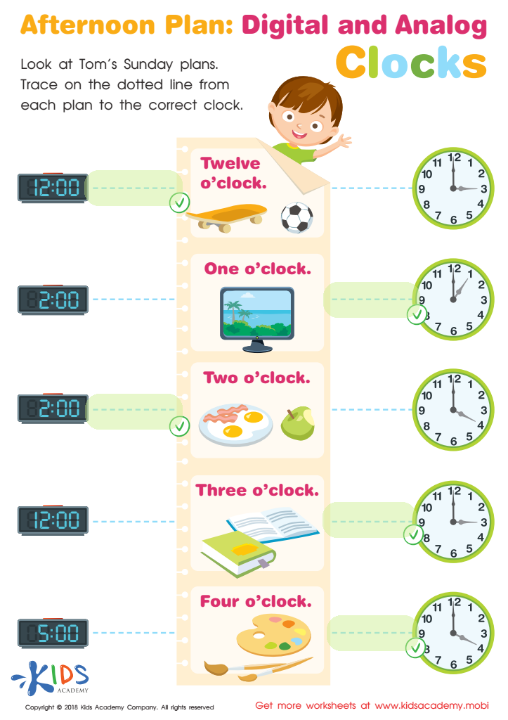 Afternoon Plan: Digital and Analog Clocks Worksheet Answer Key