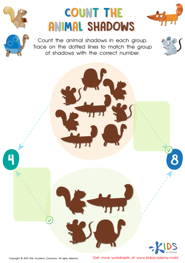 Count the Animal Shadows Worksheet Answer Key
