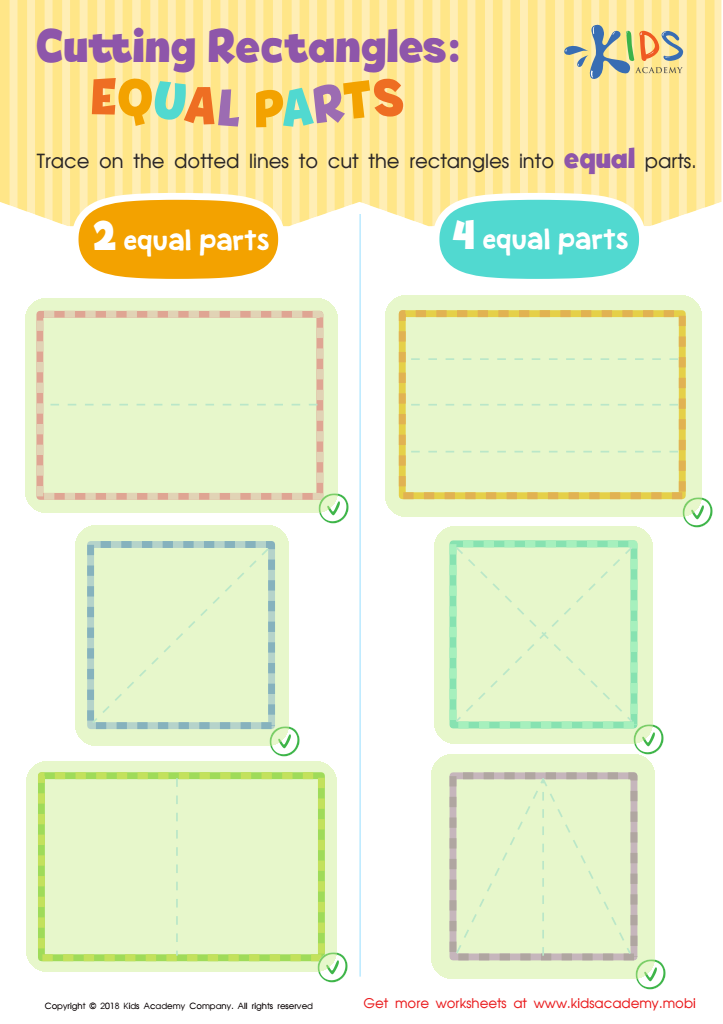 Cutting Rectangles: Equal Parts Worksheet Answer Key