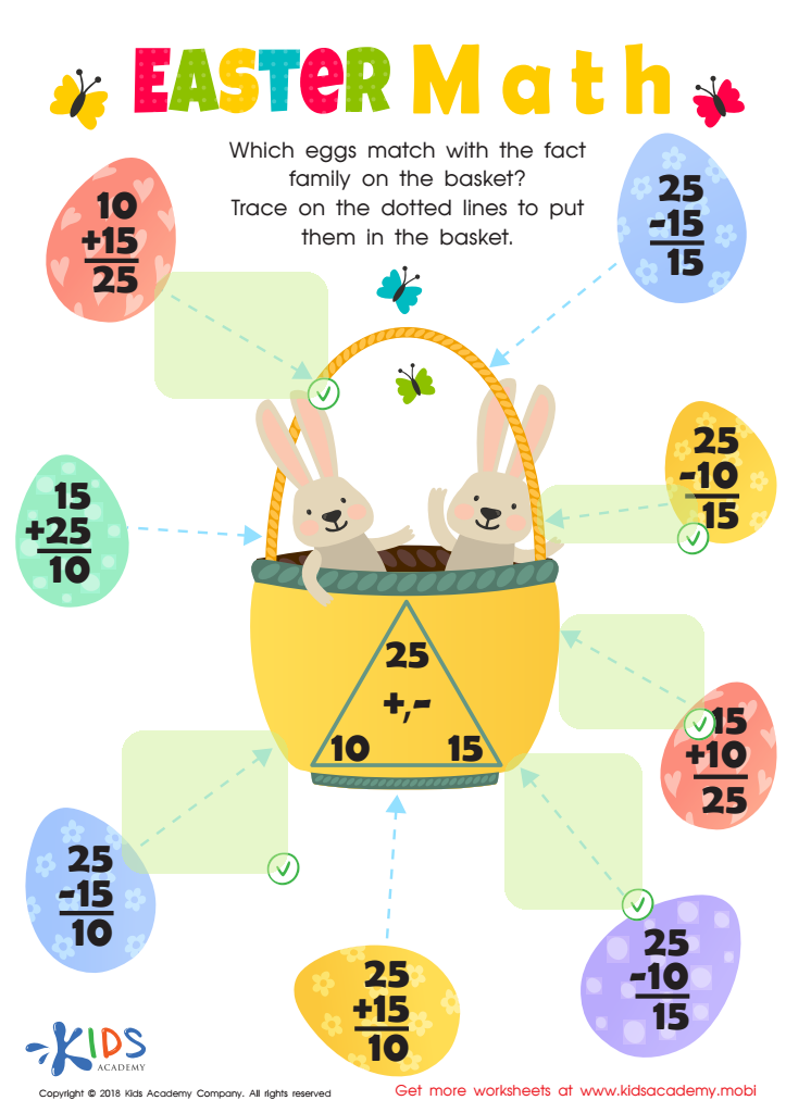 Fact Families: Easter Math Worksheet Answer Key