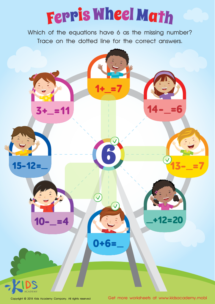 Missing Number: Ferris Wheel Math Worksheet Answer Key