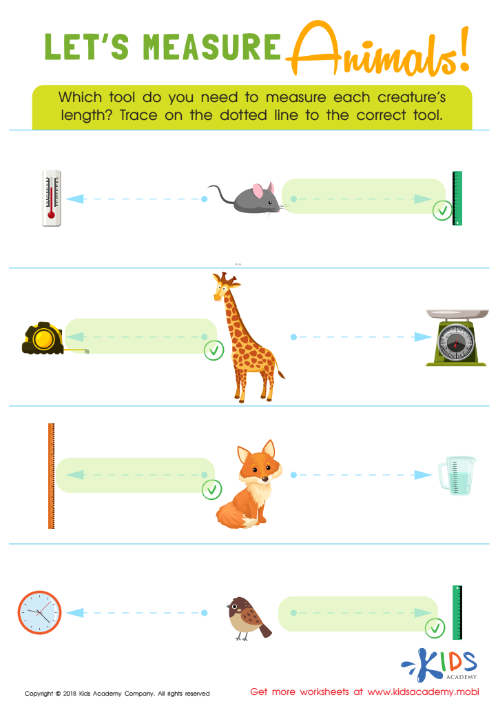 Let's Measure Animals! Worksheet Answer Key
