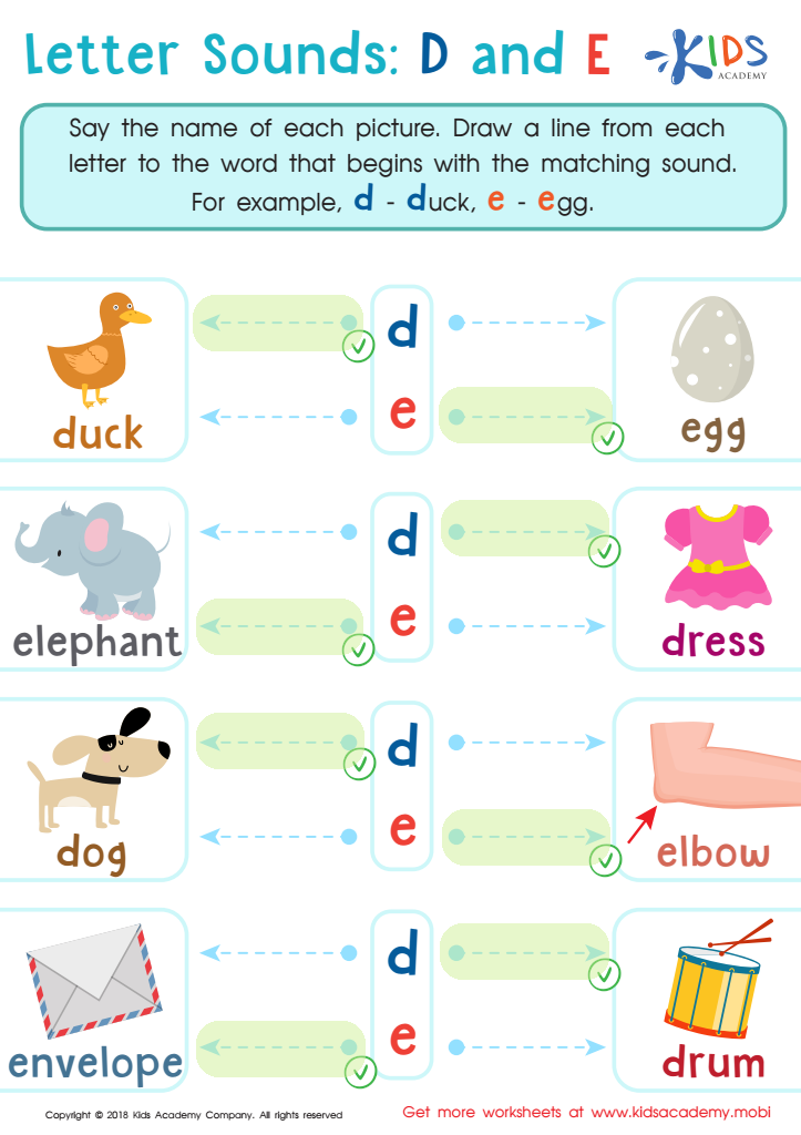 Letter D and E Sounds Worksheet Answer Key