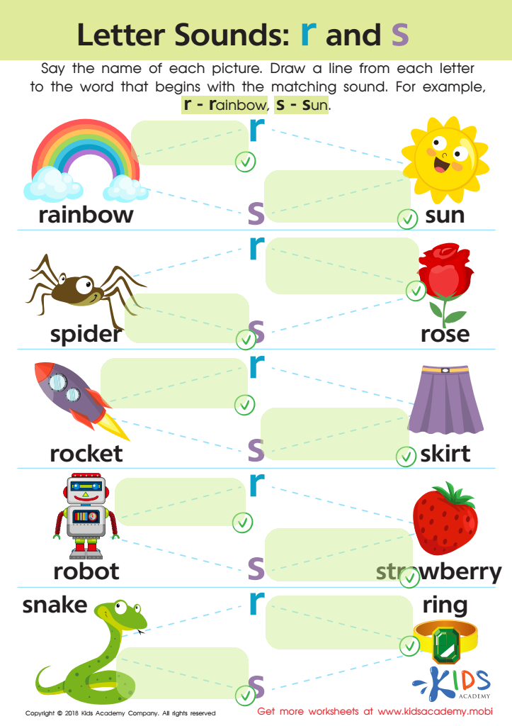 Letter R and S Sounds Worksheet Answer Key