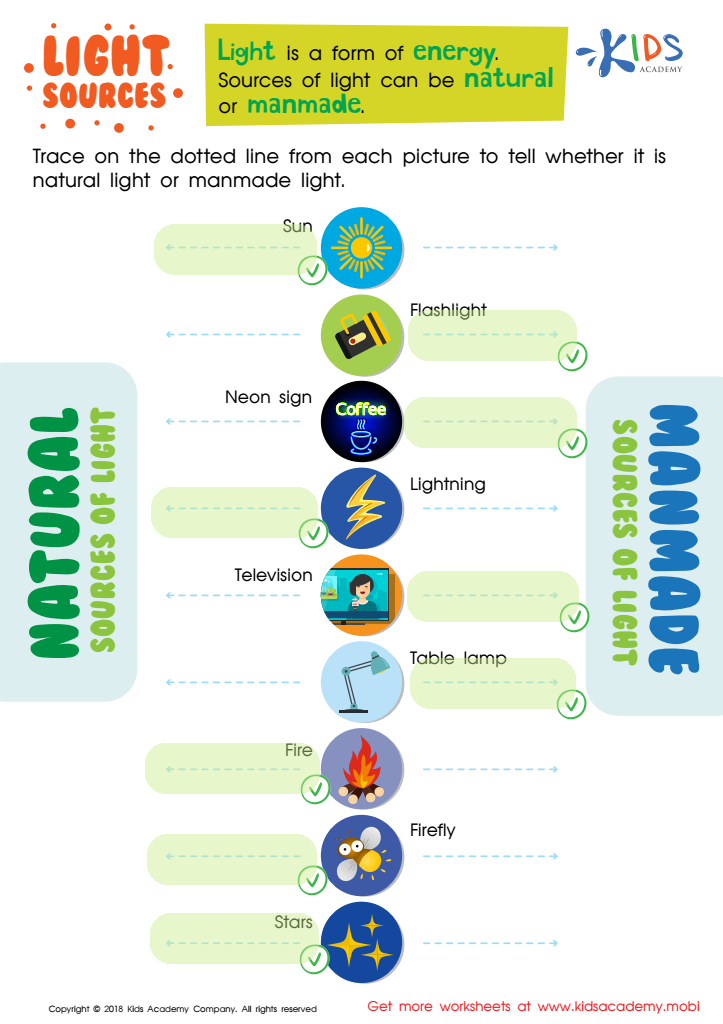 Natural and Manmade Light Sources Worksheet Answer Key