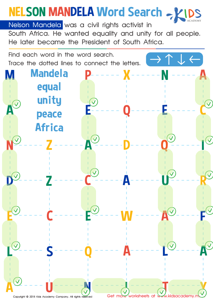 Nelson Mandela Word Search Worksheet Answer Key