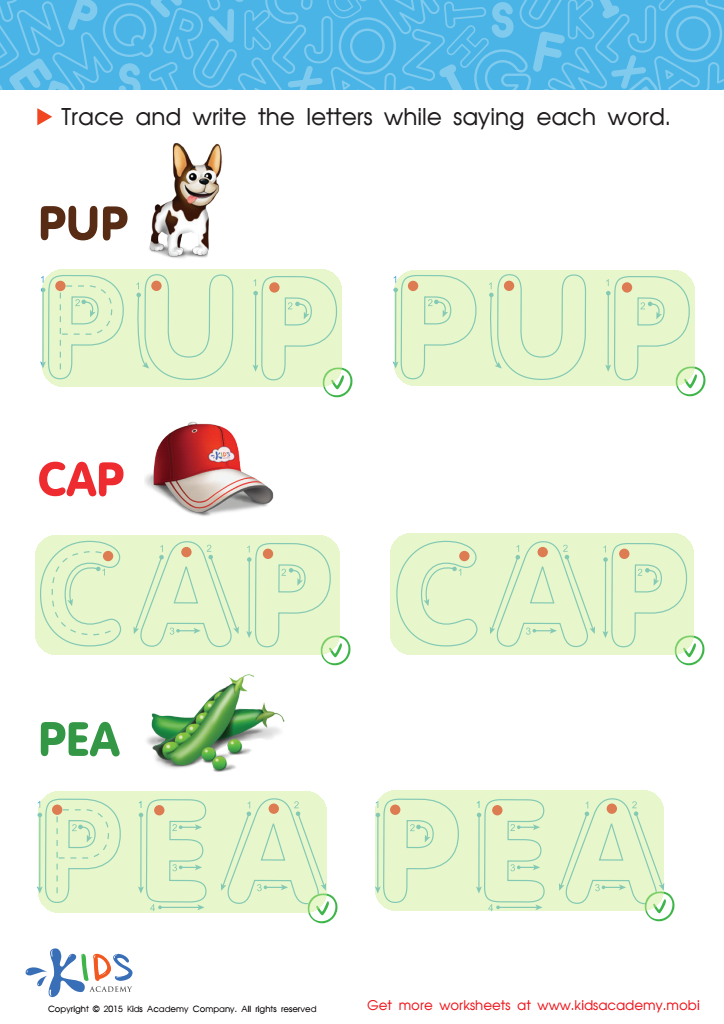 A Pup, a Cap and a Pea Spelling Worksheet Answer Key