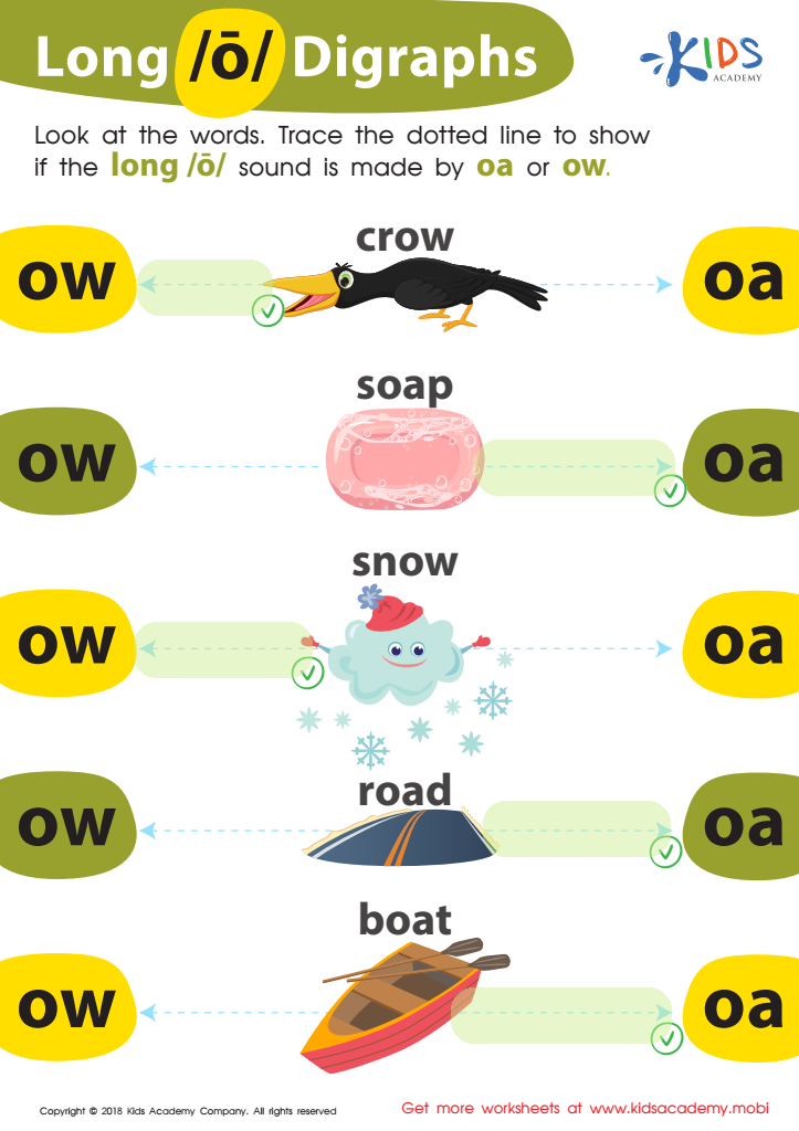 Reading: Long O Digraphs Worksheet Answer Key