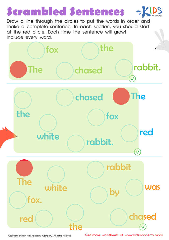 Scrambled Sentences Worksheet Answer Key