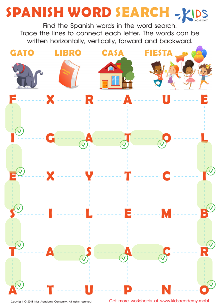 Spanish Word Search Worksheet Answer Key