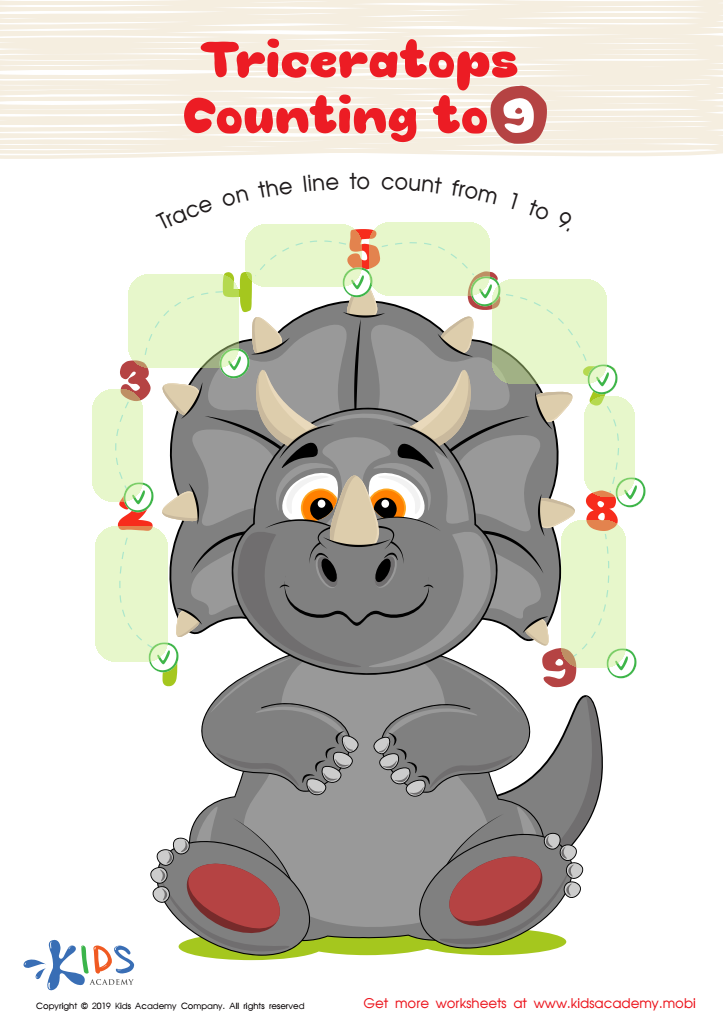 Triceratops Counting to 9 Worksheet Answer Key