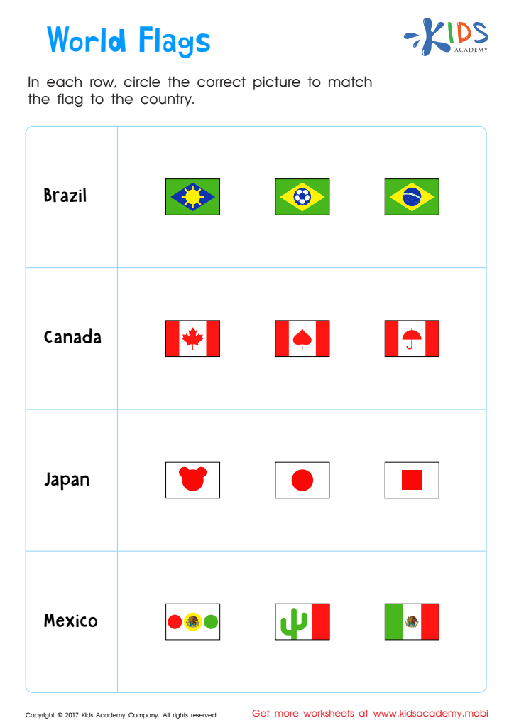 Flags of the World Printable Worksheet